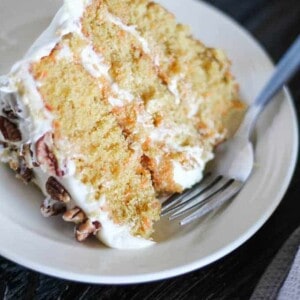 carrot cake slice on plate