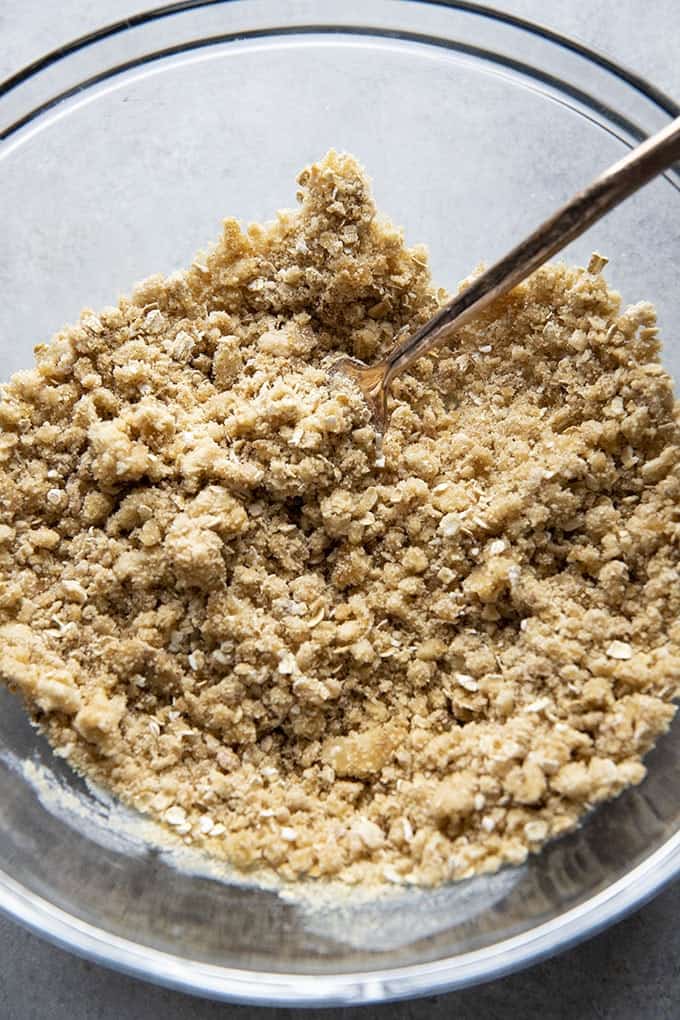 cherry crisp topping in bowl
