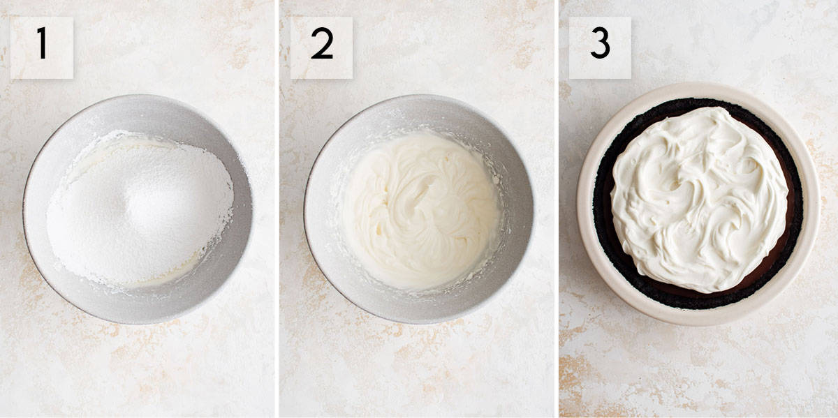 photo collage showing homemade whipped cream 