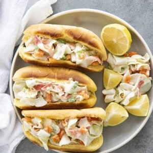 crab salad sandwiches on a plate