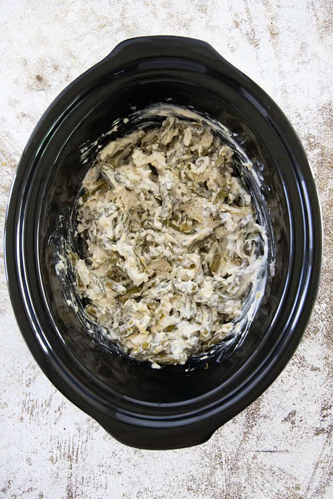 green bean casserole in slow cooker